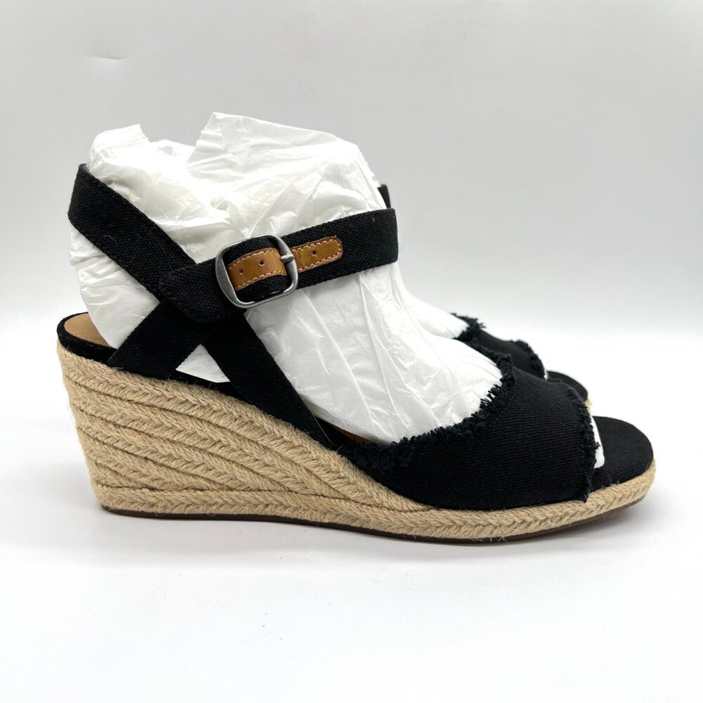 Lucky Brand Womens Size 9.5 Mindra Black Espadrilles Wedges Sandals Shoes
